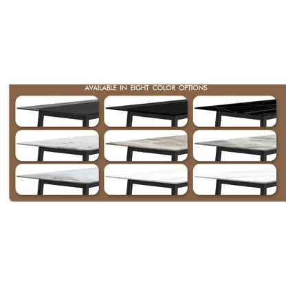 Zayle Series Modern Dining Table Black Base, With 55 White Sintered Stone Top