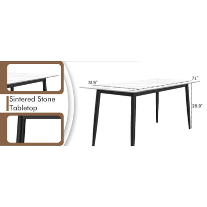 Zayle Series Modern Dining Table Black Base, With 55 White Sintered Stone Top
