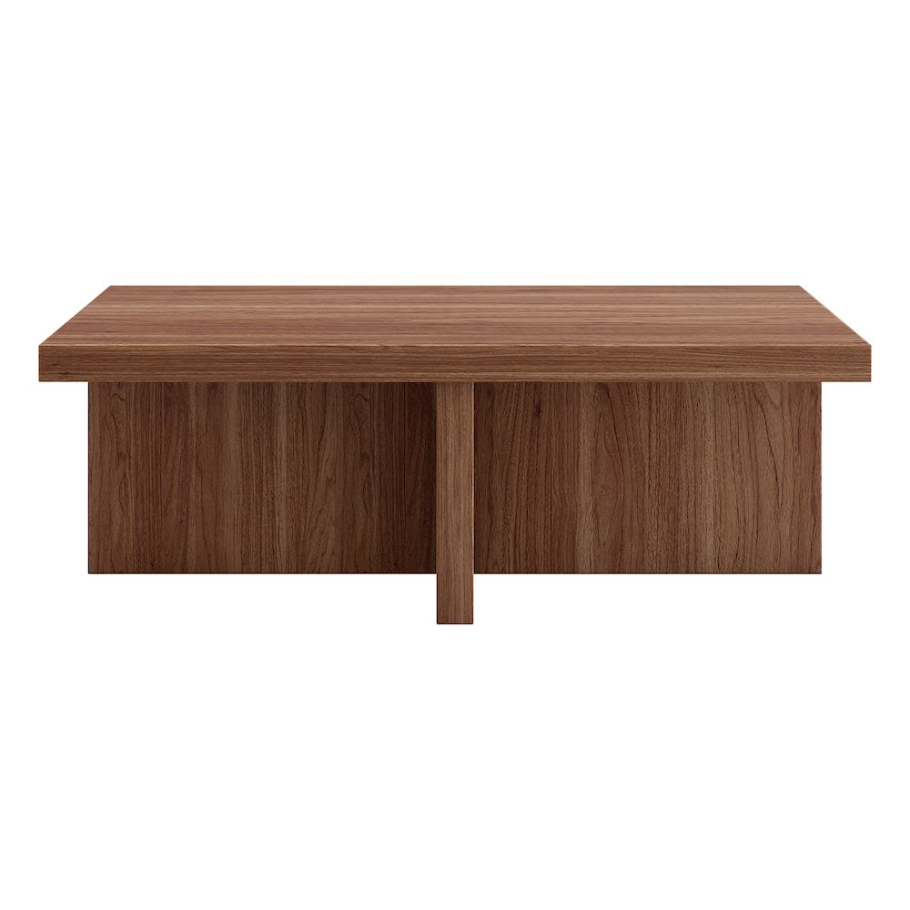 Elna 44" Wide Rectangular Coffee Table in Satin Walnut