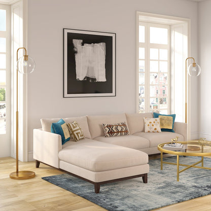 62" Modern 1-Light Floor Lamp with Clear Glass Globe Shade, Gold