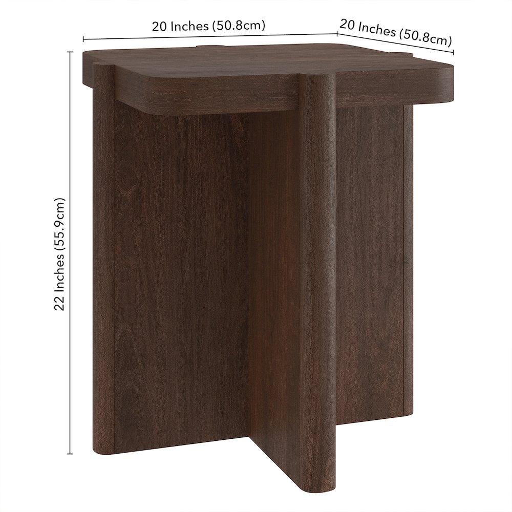 Henn&Hart 20" Modern Square End Table, Side Table , Nightstand with X-Base for
