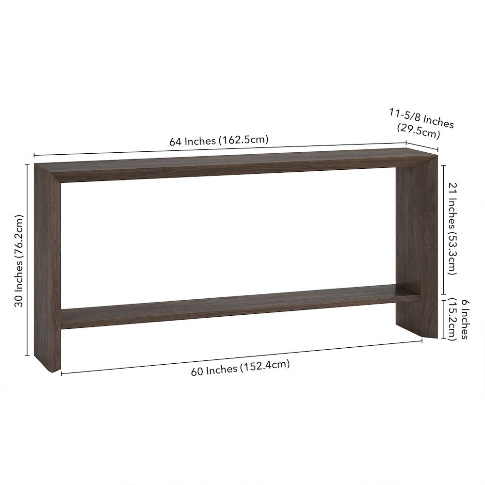 Osman 64" Wide Rectangular Console Table in Alder Brown