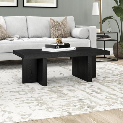 Dimitra 44" Wide Rectangular Coffee Table in Black Grain