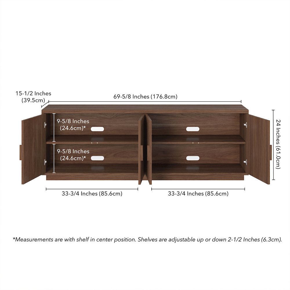 Mero Rectangular TV Stand for TV's up to 75" in Satin Walnut