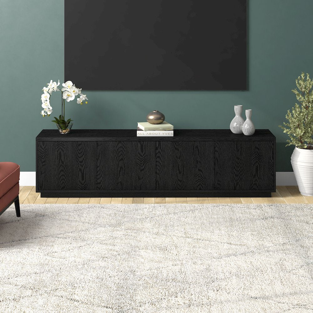 Hanson Rectangular TV Stand for TV's up to 85" in Black Grain
