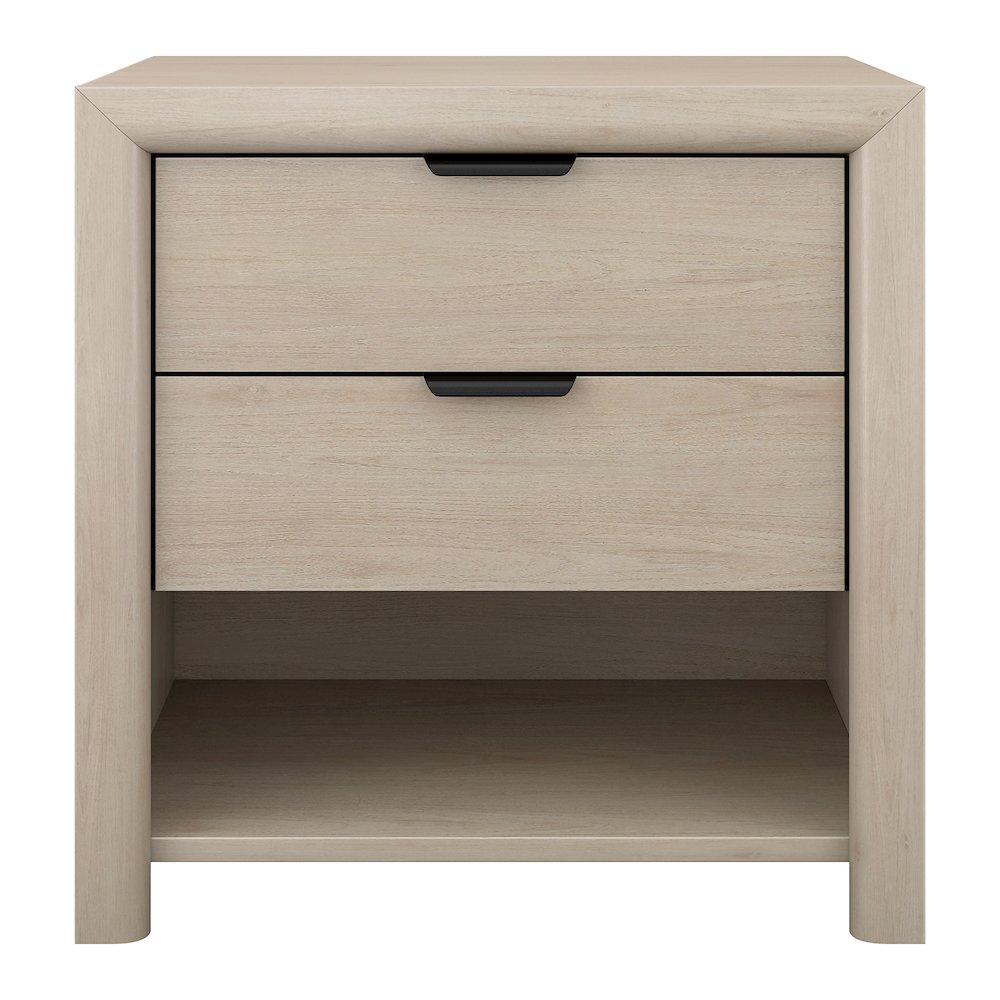 Henn&Hart 24" Modern Wooden Rectangular Nightstand, Side Table with 2 Storage