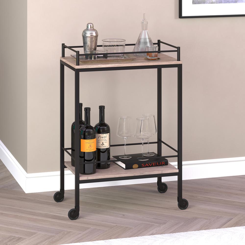 Barnes 23.5'' Wide Rectangular Bar Cart in Antiqued Gray Oak