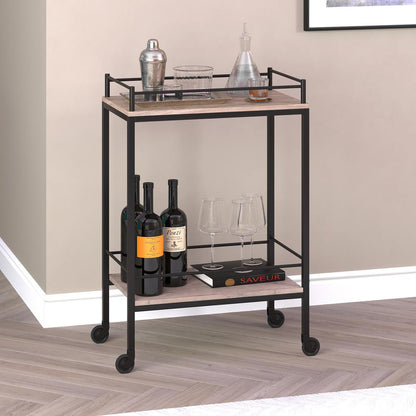 Barnes 23.5'' Wide Rectangular Bar Cart in Antiqued Gray Oak