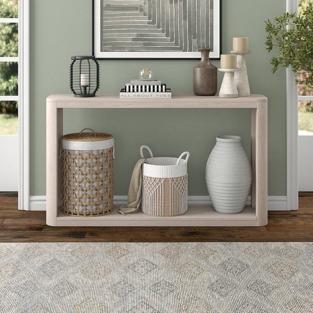 Kellan 52" Wide Rectangular Console Table in Alder White