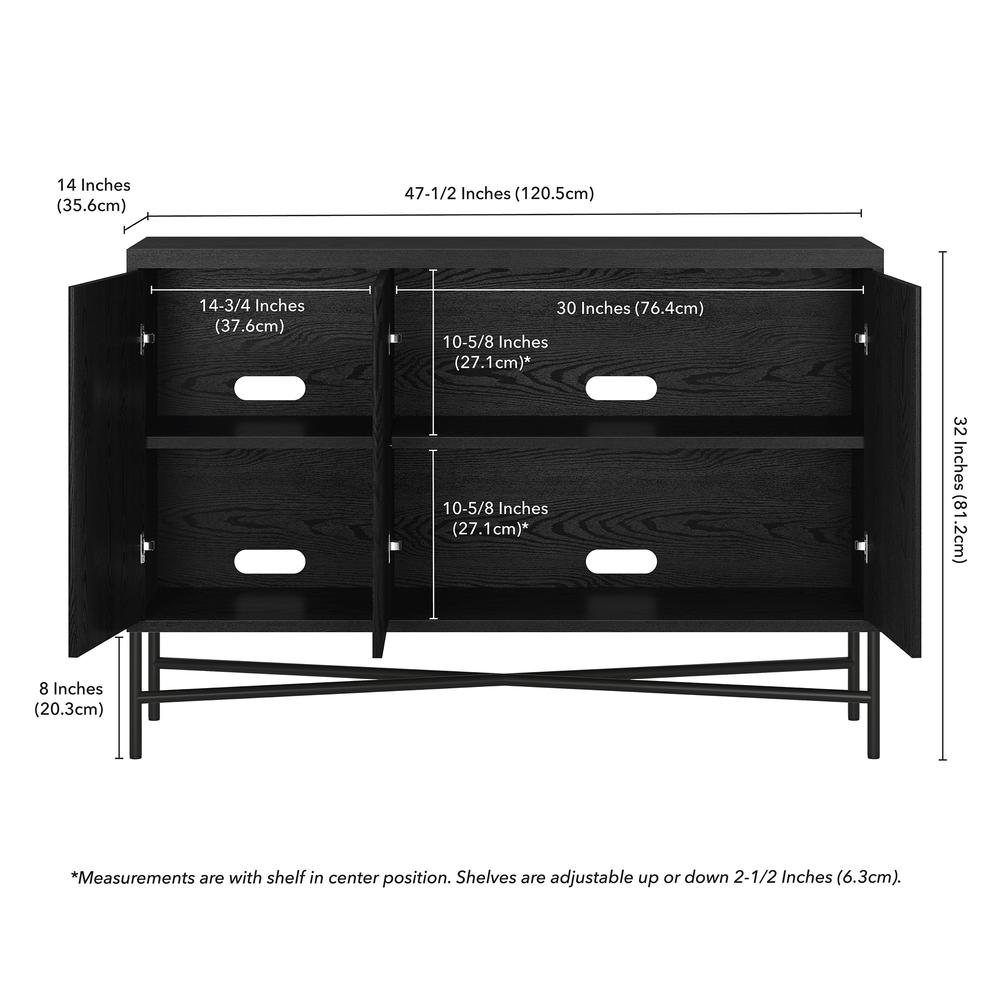 Brighton 48" Wide Rectangular Buffet Table in Black Grain