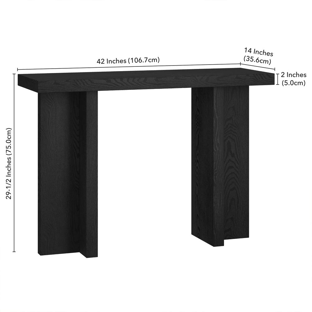 Dimitra 42" Wide Rectangular Console Table in Black Grain