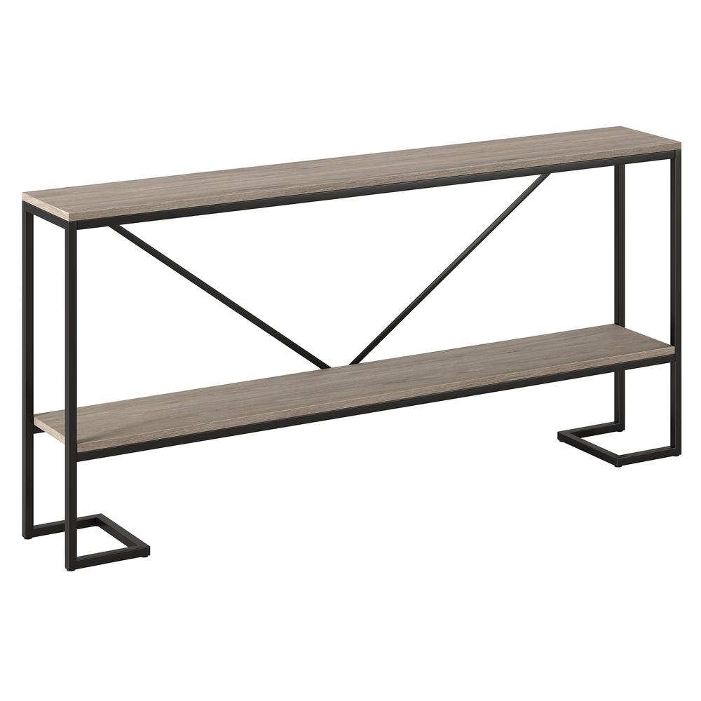 Phoebe 64" Wide Rectangular Console Table in Blackened Bronze/Antiqued Gray Oak
