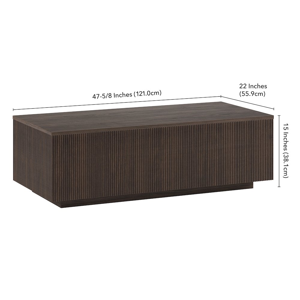 Reyes 48" Wide Rectangular Coffee Table in Alder Brown