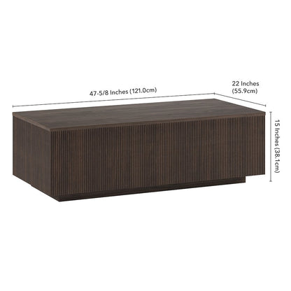 Reyes 48" Wide Rectangular Coffee Table in Alder Brown