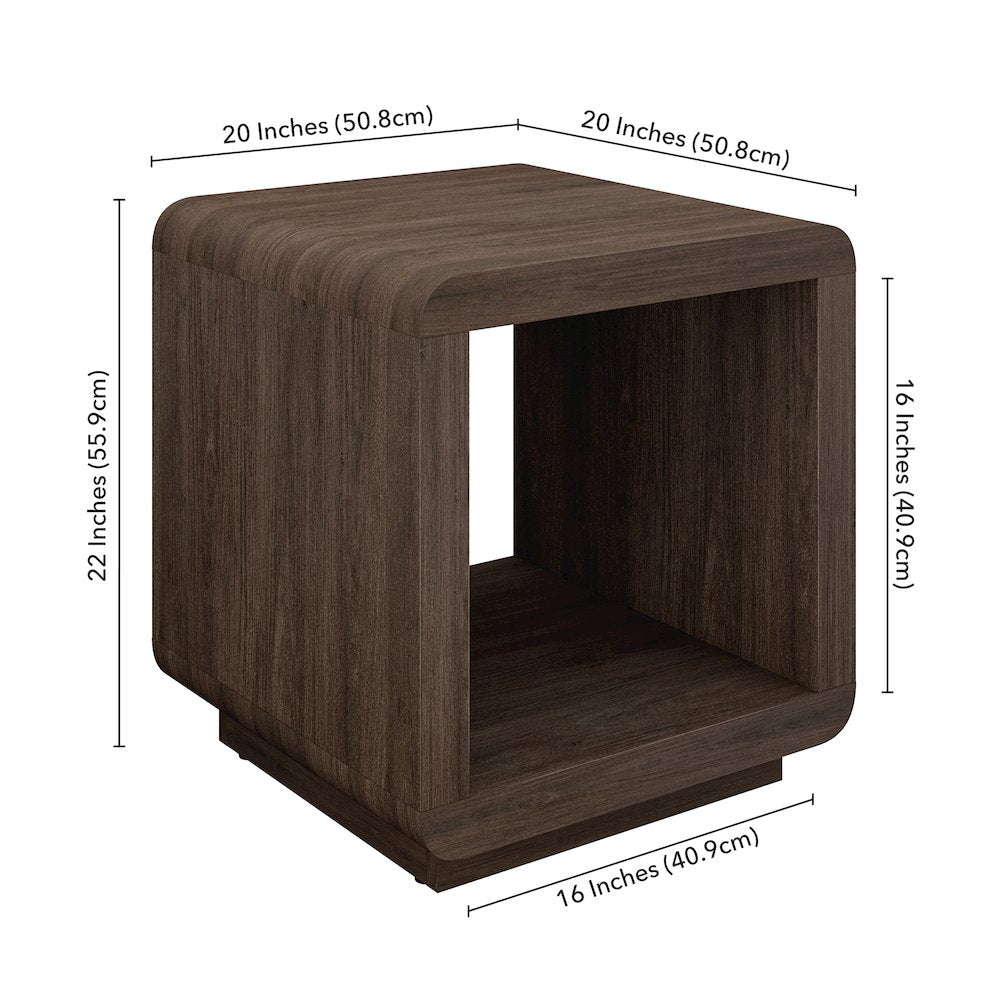 Henn&Hart 20" Modern Square End Table, Side Table, Nightstand with Plinth Base