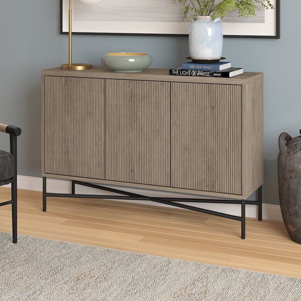 Brighton 48" Wide Rectangular Buffet Table in Antiqued Gray Oak