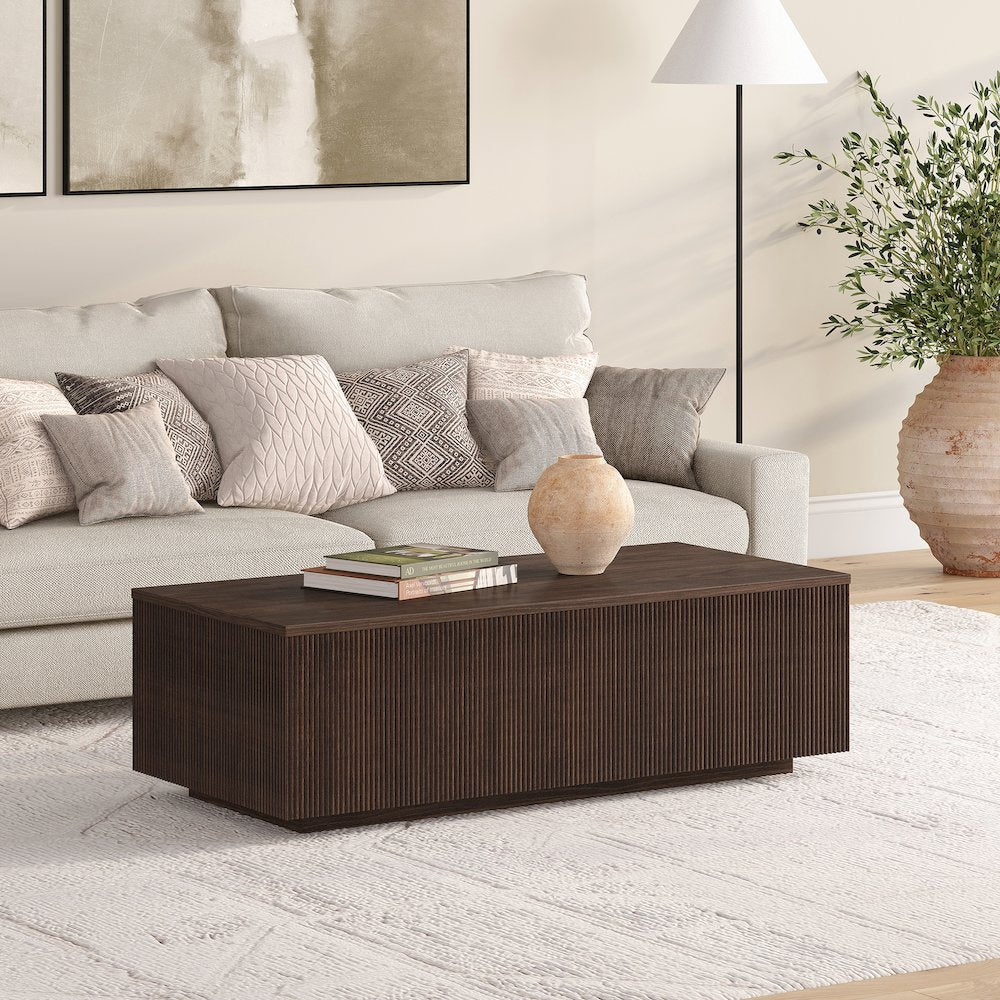 Reyes 48" Wide Rectangular Coffee Table in Alder Brown