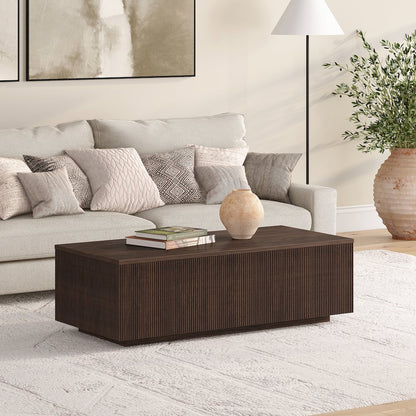 Reyes 48" Wide Rectangular Coffee Table in Alder Brown