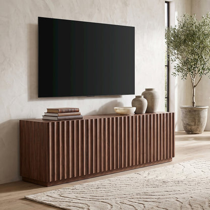 Marion Rectangular Fluted TV Stand for TV's up to 75" in Satin Walnut