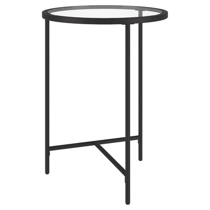 18'' Round Glass End Table Modern Side Table, Night Stand, Black