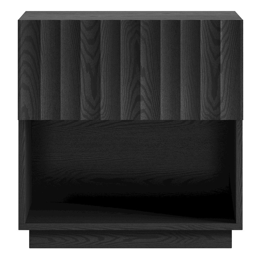 Henn&Hart 24'' Fluted Modern Rectangular Nightstand, Side Table with Ribbed