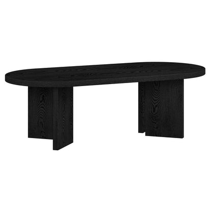 Alma 48" Wide Oval Coffee Table in Black Grain