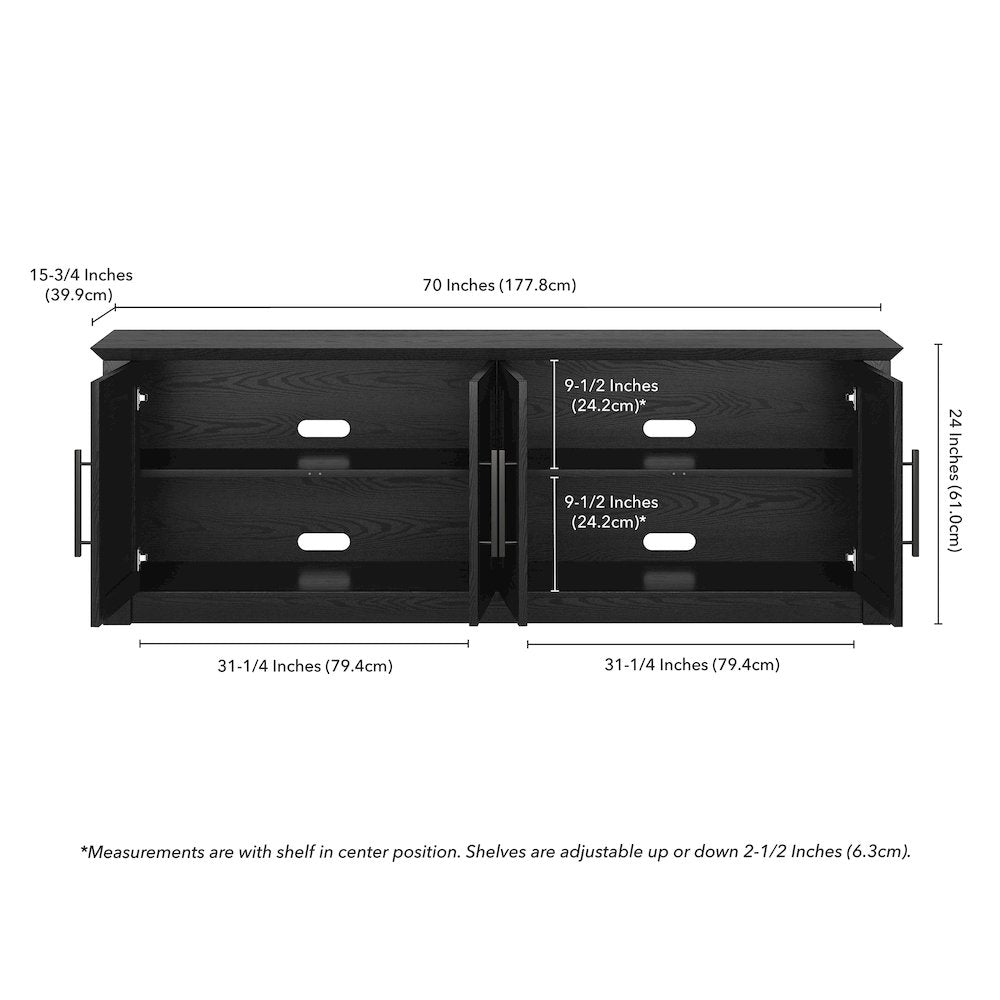 Thornwell Rectangular TV Stand for TV's up to 78" in Black Grain