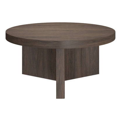 Holm 32" Wide Round Coffee Table in Alder Brown
