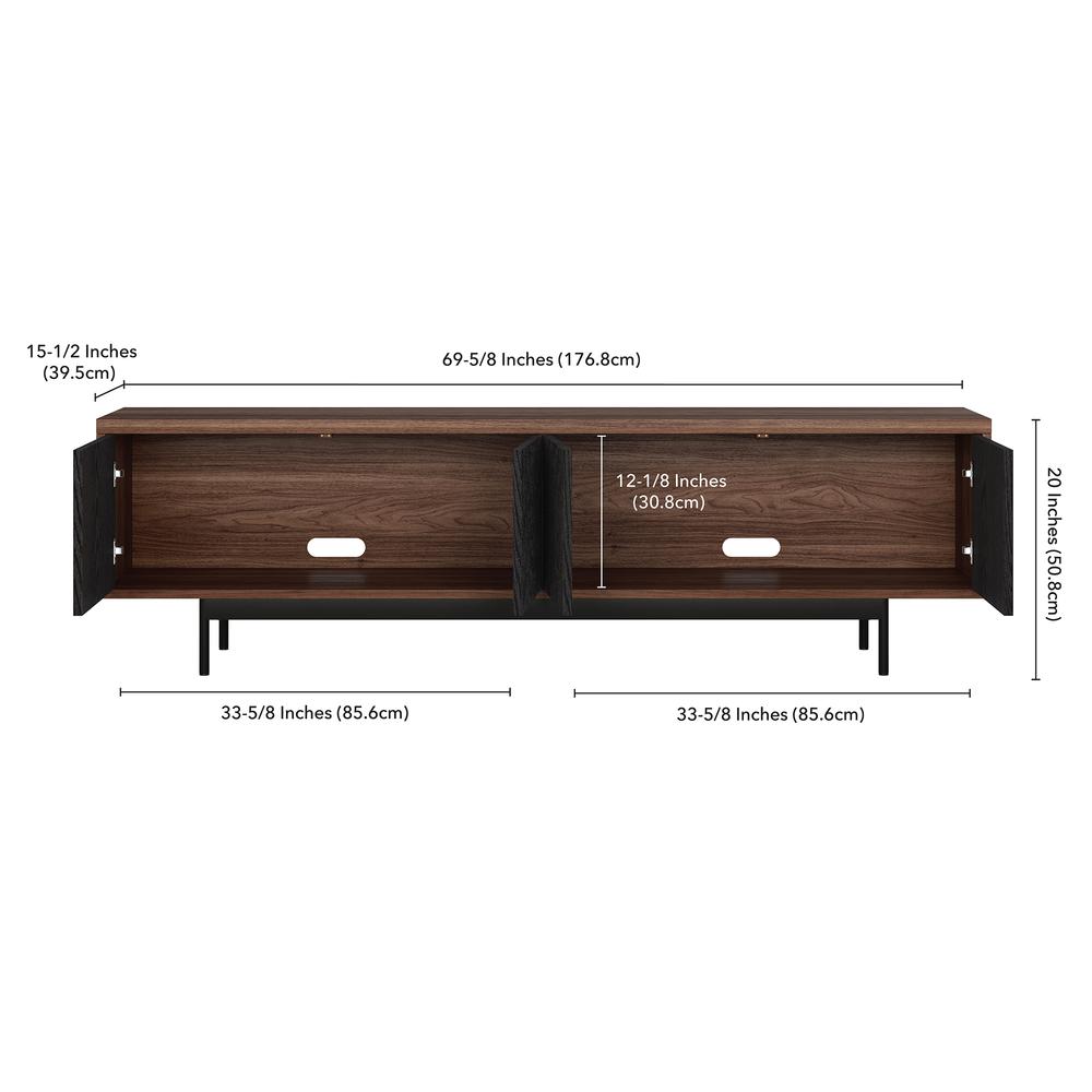 Whitman Rectangular TV Stand for TV's up to 75" in Satin Walnut/Black Grain