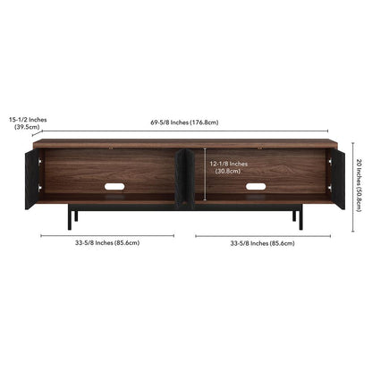 Whitman Rectangular TV Stand for TV's up to 75" in Satin Walnut/Black Grain