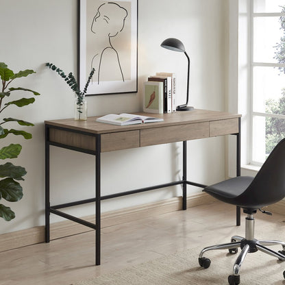48" Computer Desk Writing Table with 3 Storage Drawers, Weathered Gray