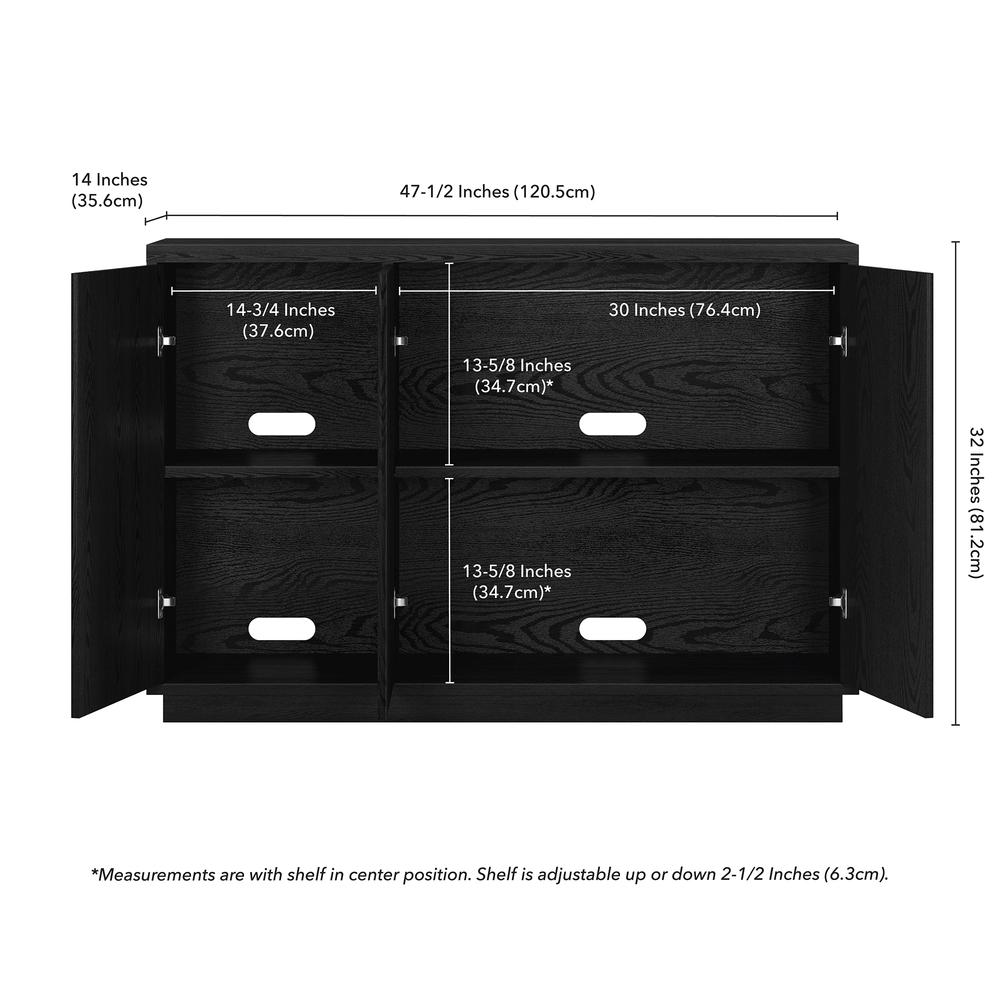 Alston 48" Wide Rectangular Buffet Table in Black Grain