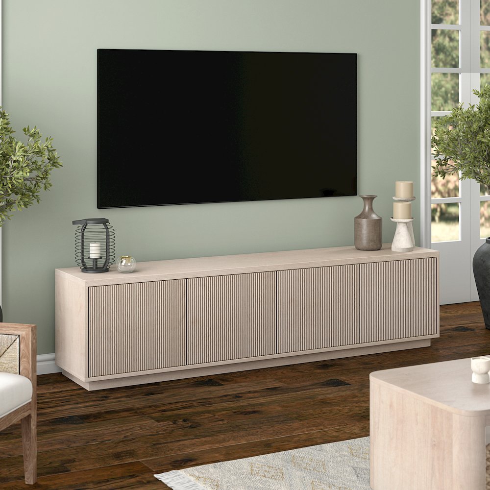 Hanson Rectangular TV Stand for TV's up to 85" in Alder White