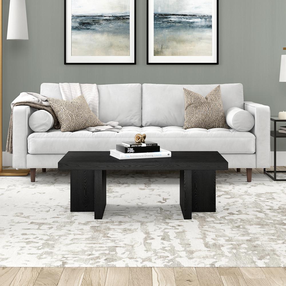 Dimitra 44" Wide Rectangular Coffee Table in Black Grain