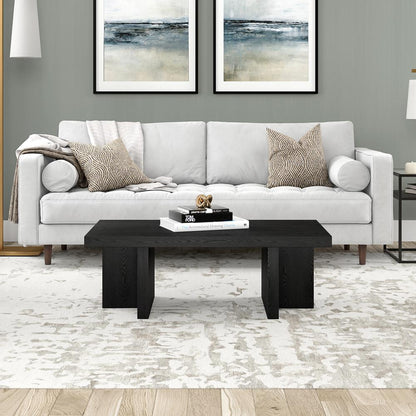 Dimitra 44" Wide Rectangular Coffee Table in Black Grain
