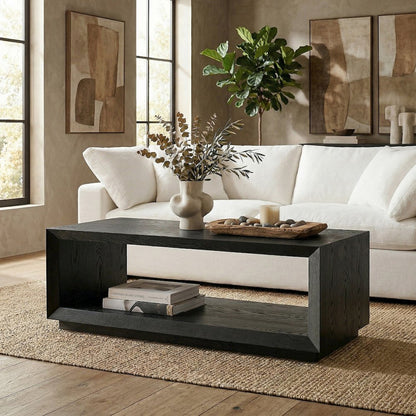 Tannen 48" Wide Rectangular Coffee Table in Black Grain