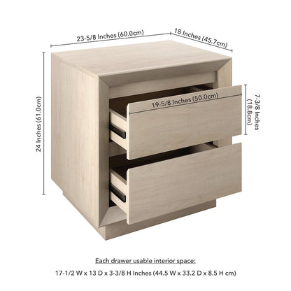 Henn&Hart 24" Modern Rectangular Nightstand, Side Table with 2 Storage Drawers