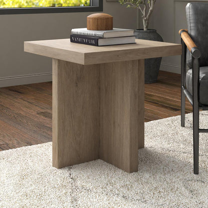 Elna 22" Wide Square Side Table in Antiqued Gray Oak
