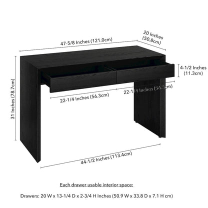 Pembroke 48'' Wide Rectangular Desk in Black Grain