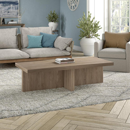 Elna 54" Wide Rectangular Coffee Table in Antiqued Gray Oak