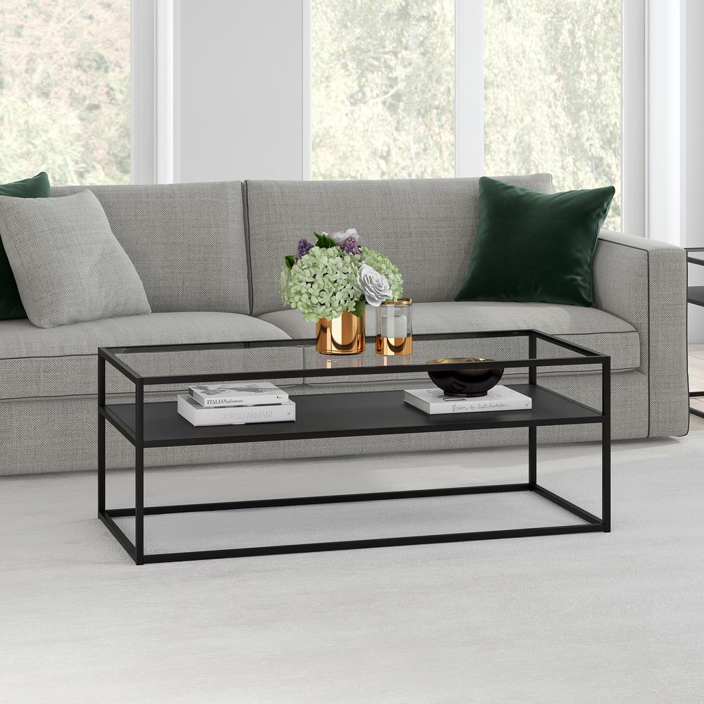 Ada 46'' Wide Rectangular Coffee Table in Blackened Bronze