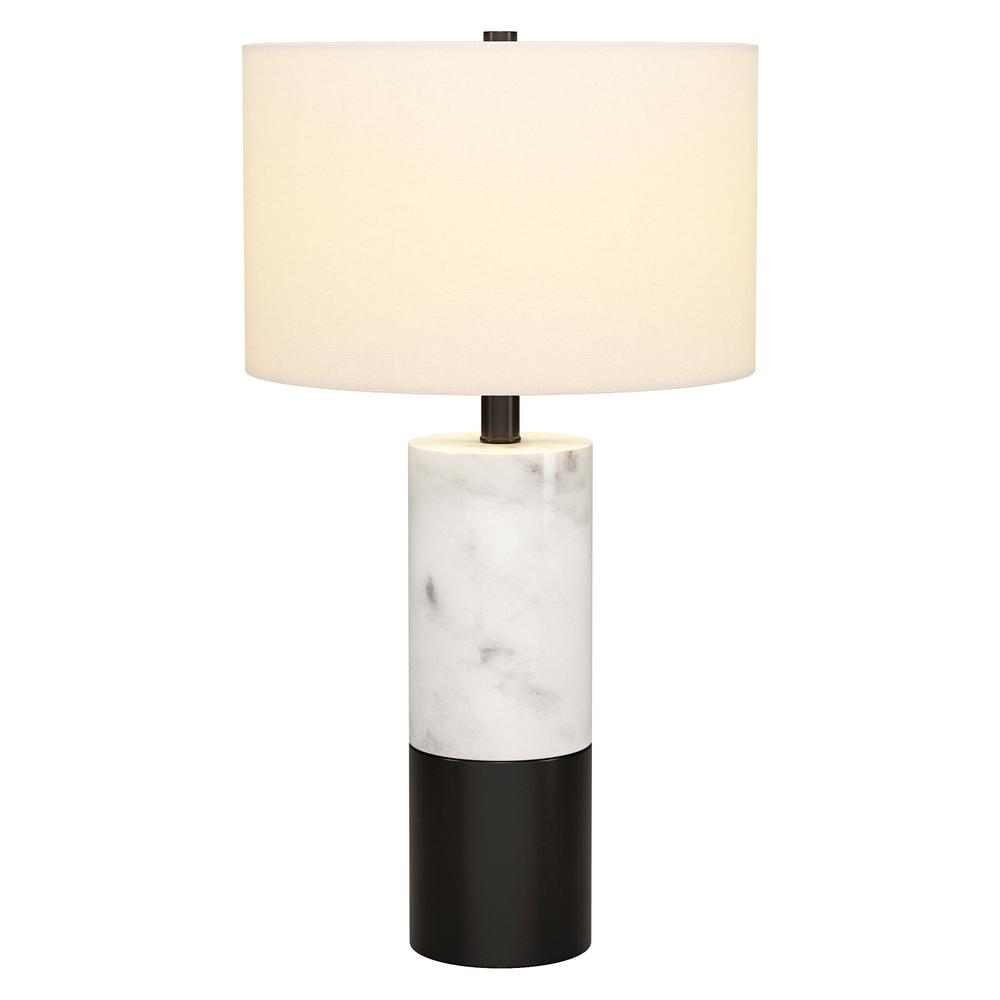 Liana 24" Tall Table Lamp with Fabric Shade in Marble/Black/White