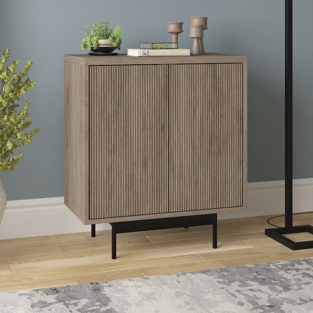 Whitman 28" Wide Rectangular Accent Cabinet in Antiqued Gray Oak