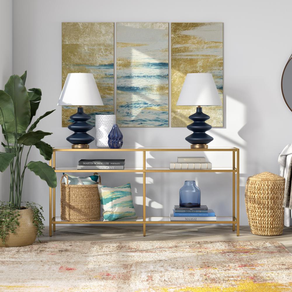 Sivil 64'' Wide Rectangular Console Table in Brass