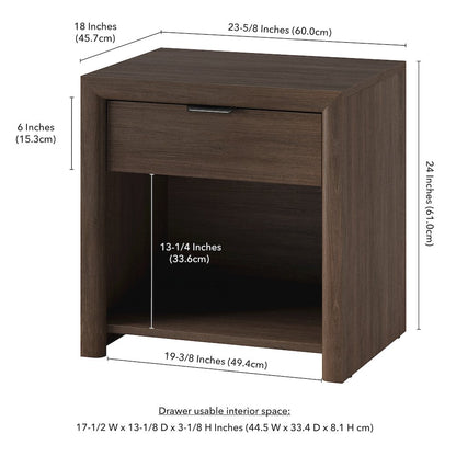 Henn&Hart 24" Modern Rectangular Nightstand, Side Table with Storage Drawer and