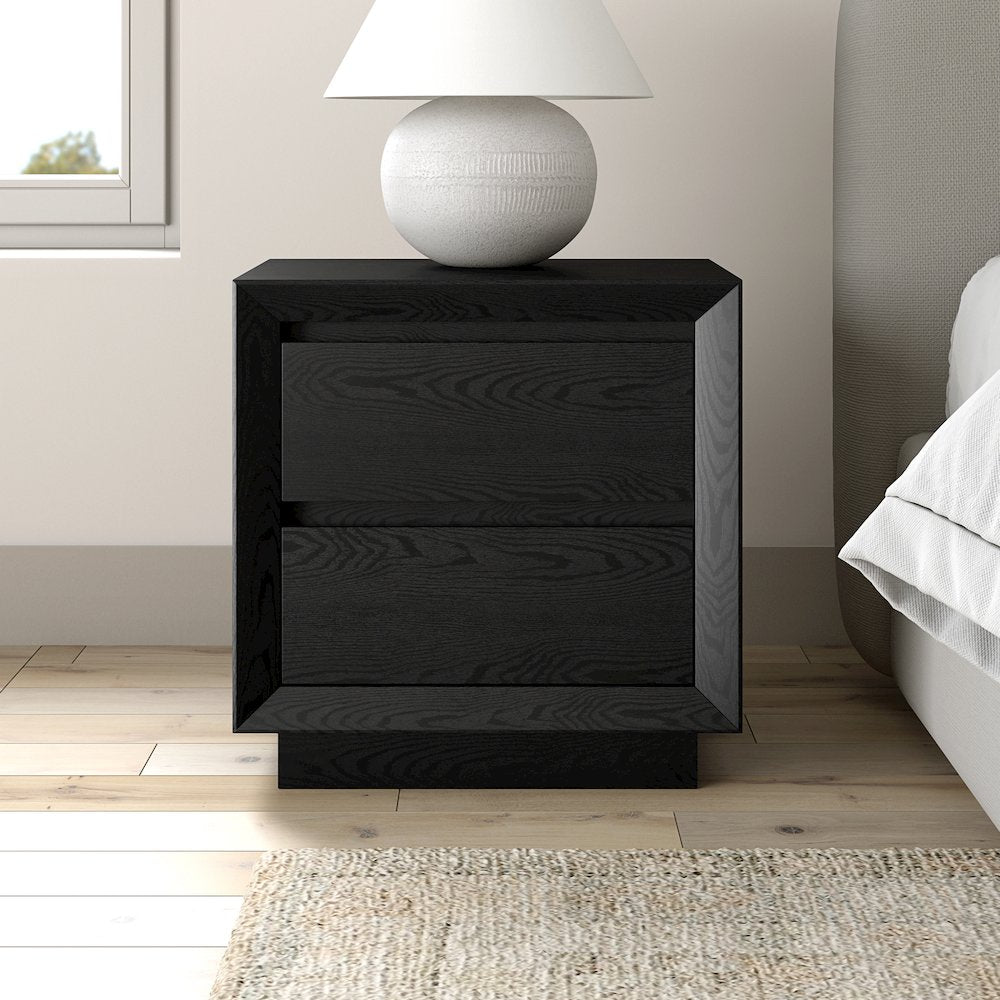 Henn&Hart 24" Modern Rectangular Nightstand, Side Table with 2 Storage Drawers