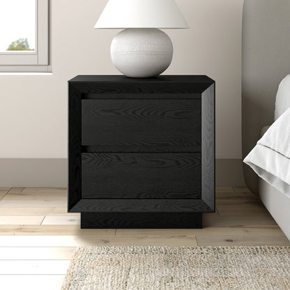 Henn&Hart 24" Modern Rectangular Nightstand, Side Table with 2 Storage Drawers