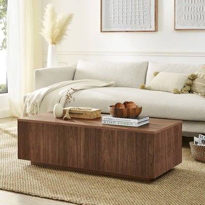 Reyes 48" Wide Rectangular Coffee Table in Satin Walnut