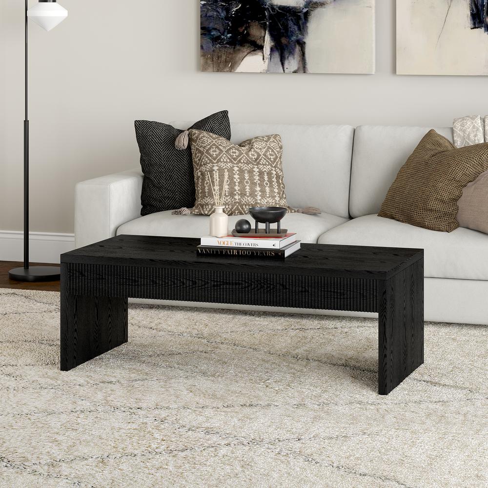 Lawrence 48" Wide Rectangular Coffee Table in Black Grain