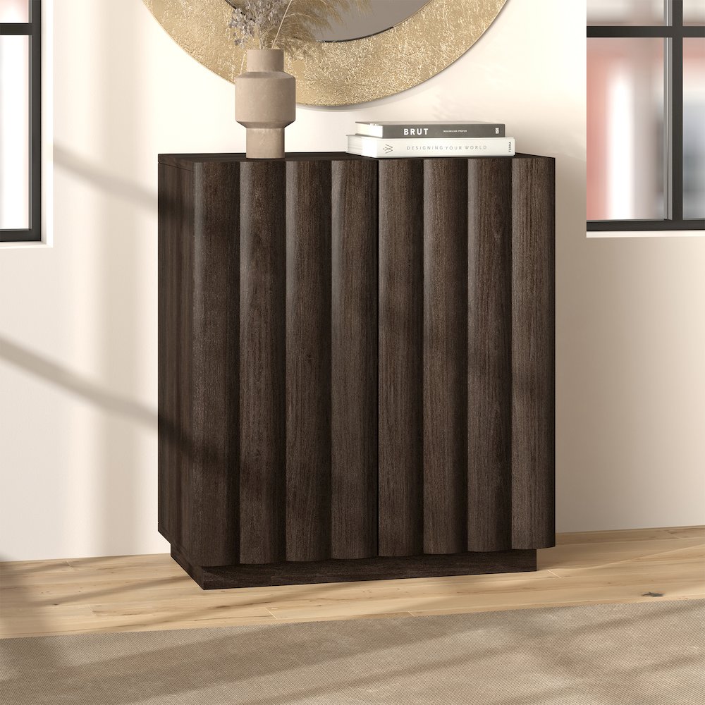 Henn&Hart 28'' Rectangular Fluted Accent Cabinet, Ribbed Sideboard Buffet